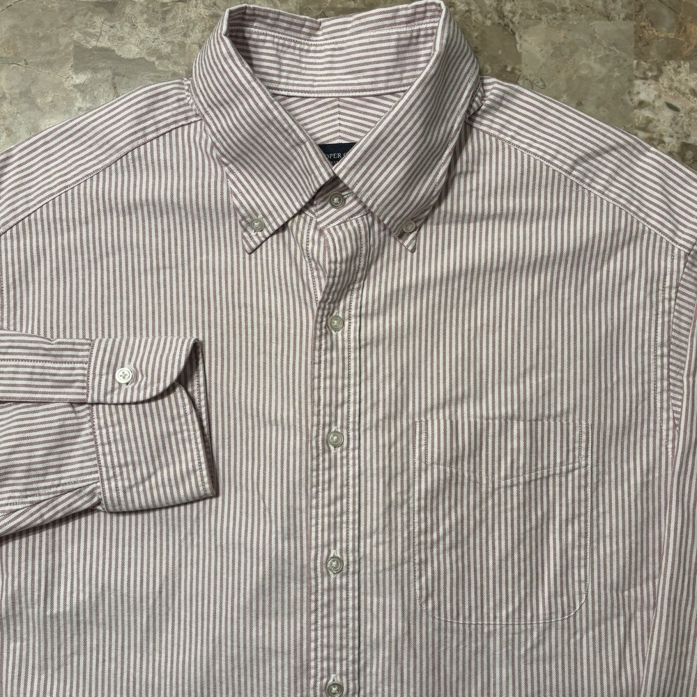 Proper Cloth Shirt Mens 17.5 34 Red Oxford Long Sleeve Button OCBD Office